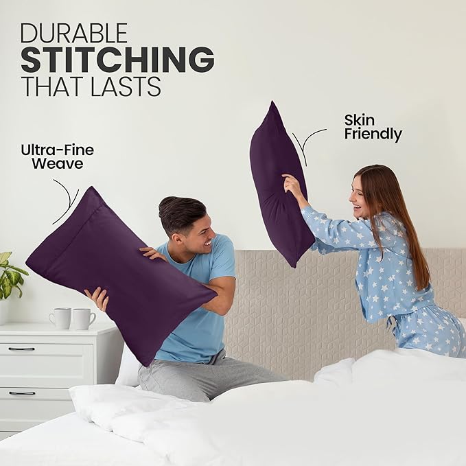 Pillow Covers by Utopia Bedding - Queen Size 2-Pack – Soft Brushed Microfiber – Perfect for Hospitals, Hotels, Guest Rooms – Oeko-TEX Certified, 20x30 Inches (Dark Purple)