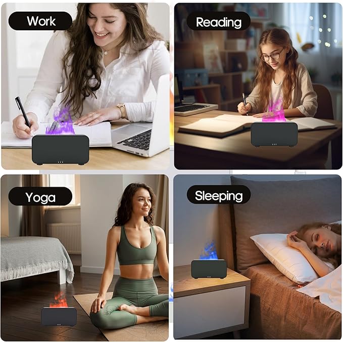 Essential Oil Air Diffuser Flame Oil Diffusers for Home,Colorful Water Vapor Fireplace Fire Humidifier for Aromatherapy Aroma Therapy Cordless Machine Room Bedroom
