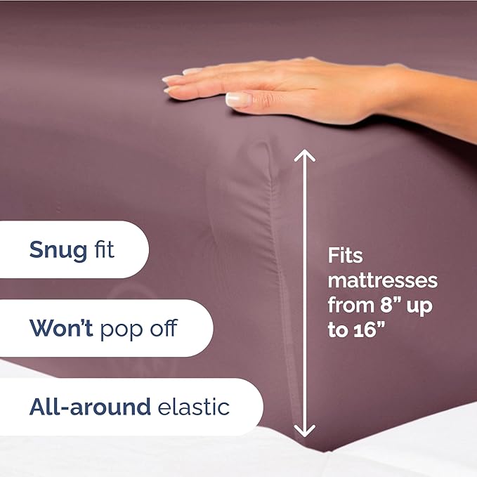Full Size 4 Piece Sheet Set - Extra Soft, Breathable & Cooling Sheets - Hotel Luxury Durable Bed Sheets for Women & Men - Deep Pockets, Easy-Fit & Wrinkle-Free Sheets - Cool Plum Oeko-Tex Bed Sheets