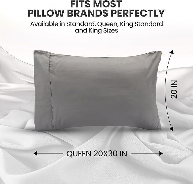 Pillow Covers by Utopia Bedding - Queen Size 2-Pack – Soft Brushed Microfiber – Perfect for Hospitals, Hotels, Guest Rooms – Oeko-TEX Certified, 20x30 Inches (Grey)