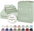 Bella Coterie 6 Piece Luxury Bamboo Viscose Split Top King Size Sheet Set | 34" Split for Adjustable Beds | 100% Organically Grown| Cooling | 18” Deep Pocket | 4 Pillowcases [Sea Glass]