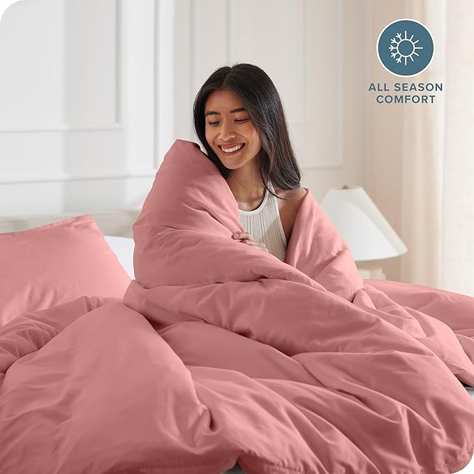 Bare Home Bedding Duvet Cover Queen Size - Premium 1800 Super Soft Collection - Lightweight, Cooling - Soft Breathable Bedding Duvet Cover (Queen, Dusty Rose)
