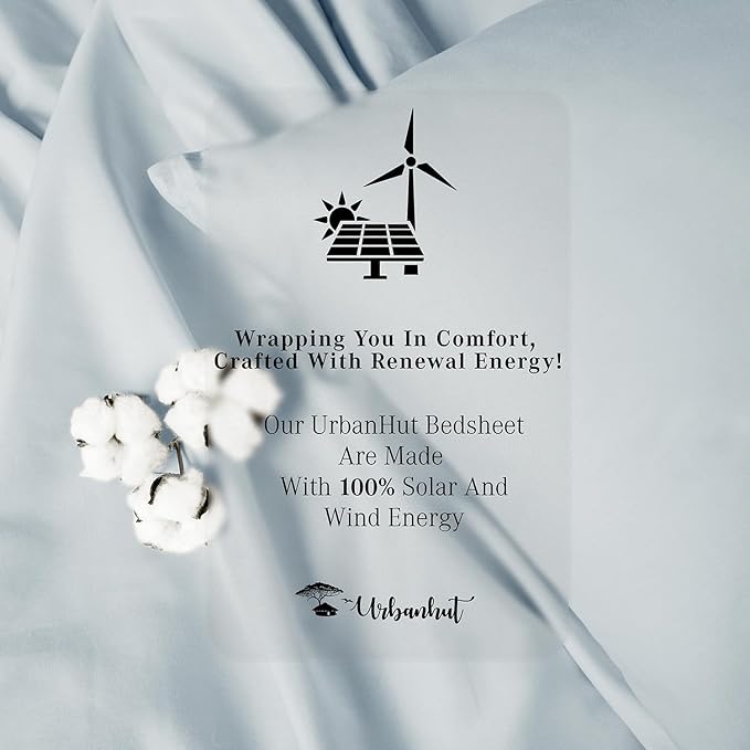 URBANHUT 800 Thread Count 100% Cotton Twin Size Sheets, Luxury 4 Piece Twin Bedsheets, Hotel Sheets Sateen Finish - Better Than Egyptian, 14" Elasticized Deep Pocket - Light Blue