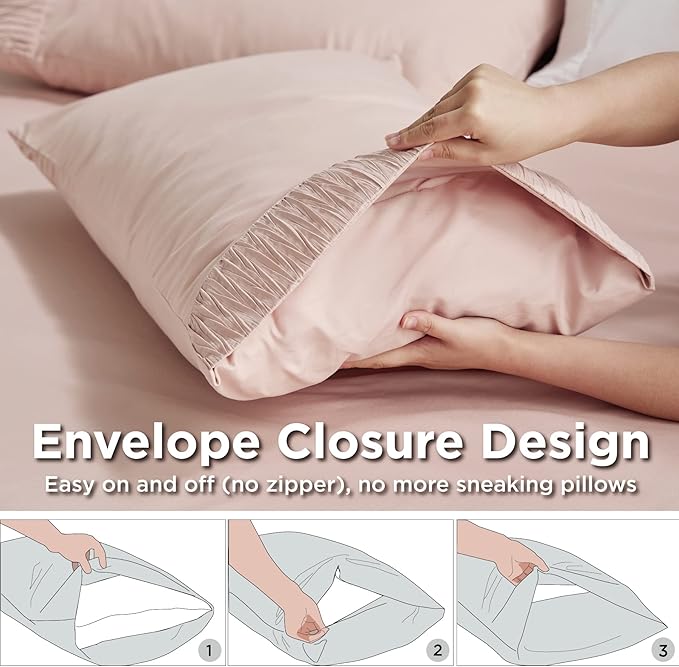 Bedsure Full Size Bed Sheets - 4 Pieces Soft Full Sheet Set - Breathable & Cooling - Hotel Luxury - Easy Care Polyester Microfiber Bedding for Women, Men, Dusty Pink