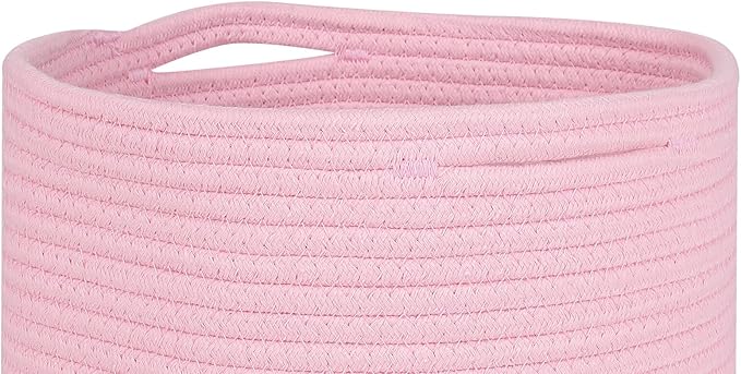 voten Storage Cubes Baskets Bins Organizer 11x11x11'' Fit 12x12''Cube Storage Organizer Bookcases Shelf,Durable Woven Cotton Storage Basket for Organizing,Round 3Pack Pink