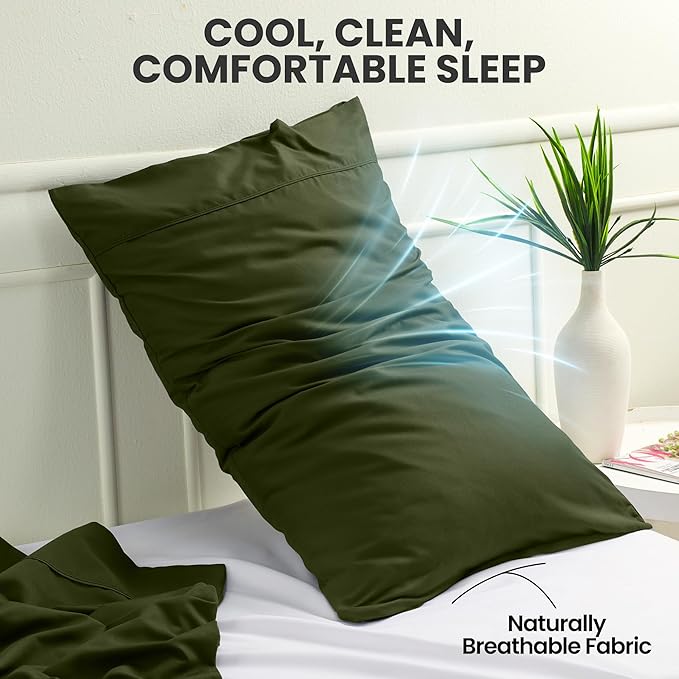Pillow Covers by Utopia Bedding - Queen Size 2-Pack – Soft Brushed Microfiber – Perfect for Hospitals, Hotels, Guest Rooms – Oeko-TEX Certified, 20x30 Inches (Olive)