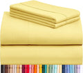 LuxClub 4 PC Sheet Set Bed Sheets Deep Pockets 16" Eco Friendly Wrinkle Free Cooling Machine Washable Hotel Bedding Silky Soft - Lemon Queen