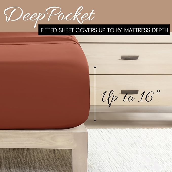 Linen Market Bed Sheets for Full Size Bed (Clay) - Sleep Better Than Ever with These Soft and Cooling Full Sheets - Deep Pocket Fits 16" Thick Beds - 4 Piece Full Sheet Set