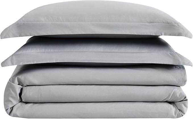 London Fog Garment Washed Solid Duvet Set Grey Microfiber 2-Piece Twin XL Duvet Set, Solid Themed, Adult and Teen, Oeko-TEX Certified