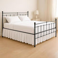 KRISHNA Ruffled Bed Skirt with Split Corners King, 100% Microfiber Hotel Quality, 15 Inch Drop Dust Ruffle Gathered Bedskirt with Platform, 78" x 80", Dark Grey Stripe