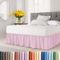 Wrap Around Dust Ruffle Bed Skirt - Light Pink - Twin/Twin XL Size Beds with 21 Inch Drop - Elastic Strap - Adjustable Pleated Bedskirt with Brushed Fabric and Wrinkle Free - Women, Men, Kids & Teens