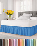 Wrap Around Dust Ruffle Bed Skirt - Royal Blue - for King Size Beds w/ 12 Inch Drop - Easy Fit Elastic Strap - Adjustable Pleated Bedskirt w/Brushed Fabric - Wrinkle Free, Women, Men, Kids & Teens
