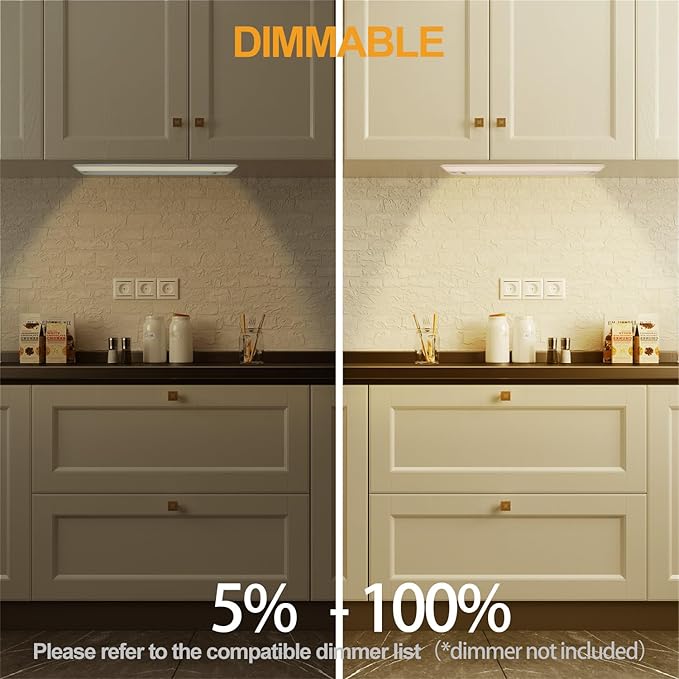 Ansen 3Packs of Under Cabinet Lights for Kitchen, 24in 18W 1237LM, Dimmable Hardwire Led Light for Closet, CRI>92, R9>90, 3 Color Temperature 3000K/4000K/5000K(Warm White, Cool White, Daylight)