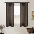 Dark Chocolate Pinch Pleated Linen Curtains 2 Panels for Living Room Bedroom Memory Training Shaped Semi Sheer Pleat Drapes with Hooks Rings Light Filtering Window Curtain 40x45