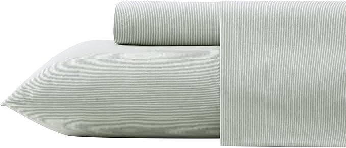 Tommy Bahama - Queen Sheets, Washed Percale Cotton Bedding Set, Soft & Breathable Bedroom Decor with Deep Pockets (Island Cays Stripe Green, Queen)