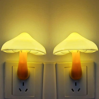 AUSAYE 2 Pack Sensor LED Night Light Plug in NightLight Energy Saving Wall Lamp Mushroom Night Lights for Bedroom, Bathroom,Toilet,Hallway,Kitchen,Kids,Adults Warm White