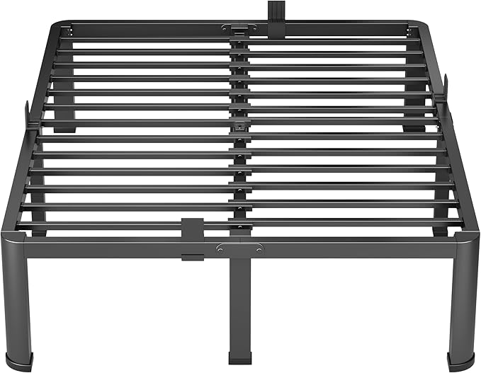 14 Inch Full Heavy Duty 3500 lbs Bed Frame with Round-Corner Legs & Anti-Squeak Design – Quick Assembly Metal Platform, No Box Spring Needed