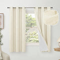 Linen Blackout Curtains for Bedroom Narrow Window, Thermal Insulated Complete Light Blocking Privacy Soundproof Small Curtains for Basement, Each 38 Inch Wide 63 Inch Length 2 Panels, Cream