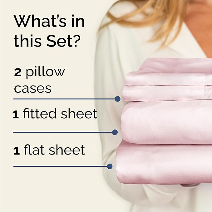 Twin 4 Piece Sheet Set - Cooling, Comfy & Breathable - Hotel Luxury Bedding, Includes Fitted Sheet for Women, Men, Kids & Teens - 1 Flat, 1 Fitted Sheet, 2 Pillowcases w/Deep Pockets - Lavender Pink