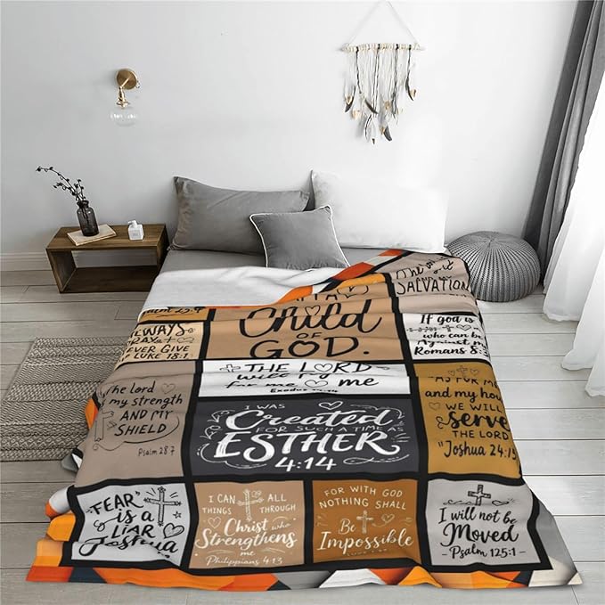 Christian Gift for Women, Bible Inspirational Throw Blanket for Couch, Soft Flannel Blanket, 60"x 80" Prayers Blankets for Bedroom Sofa Living Christmas Halloween Decoration
