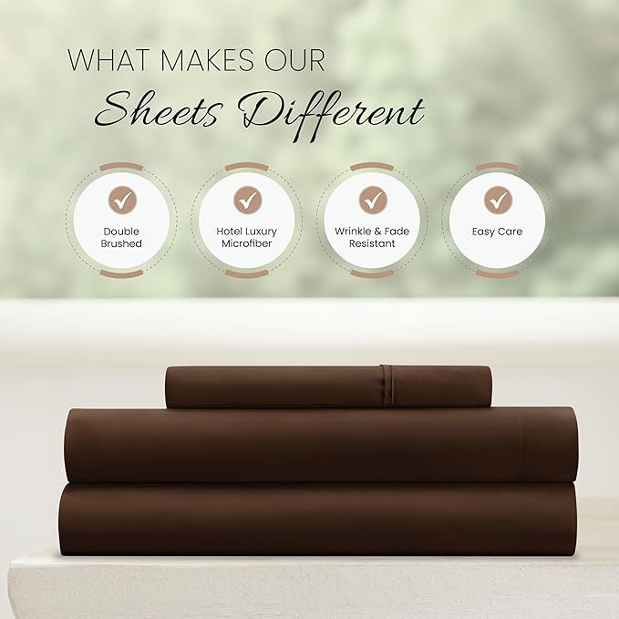 Linen Market Bed Sheets for Twin Size Bed (Chocolate) - Sleep Better Than Ever with These Soft and Cooling Twin Sheets - Deep Pocket Fits 16" Thick Beds - 3 Piece Twin Sheet Set