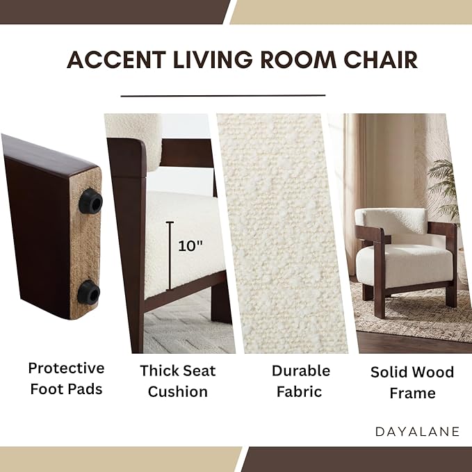 Beige Barrel Accent Chairs Set of 2, Cozy Upholstered Living Room Chair for Bedroom, Walnut Wood Frame, Vintage Modern Lounge Reading Chairs for Apartment Waiting Room Office,Beige