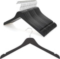 TOPIA HANGER Black Wooden Hangers 30 Pack, 0.28-inch Thick Slim Wood Clothes Hanger with Flat Design and Smooth Notches, Lightweight Space Saving Hangers for Shirt, Coat, Camisole-CT31B