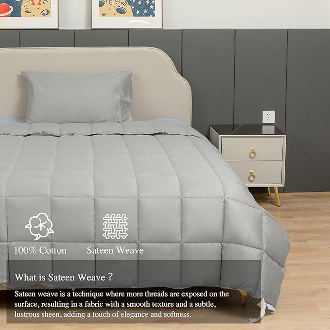sunflower Twin Comforter Silver Gray Lightweight Down Alternative Filling Cotton Shell Bedding Twin XL Comforter Blanket for Dorm Hot Sleepers with Corner Tabs Soft Breathable Machine Washable