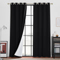 RYB HOME 4-in-1 Dust Filtering Soundproof Blackout Insulating Privacy Window Curtains for Nursery Bedroom Living Room Rivider Sound Absorption Sheet, Black, W52 x L90 inch, 2 Panels
