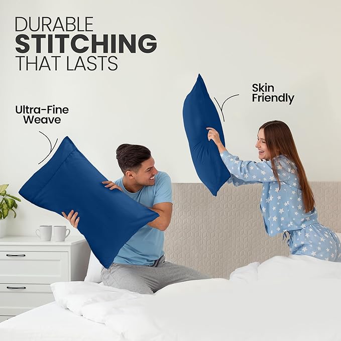 Pillow Covers by Utopia Bedding - Queen Size 2-Pack – Soft Brushed Microfiber – Perfect for Hospitals, Hotels, Guest Rooms – Oeko-TEX Certified, 20x30 Inches (Blue Dusk)