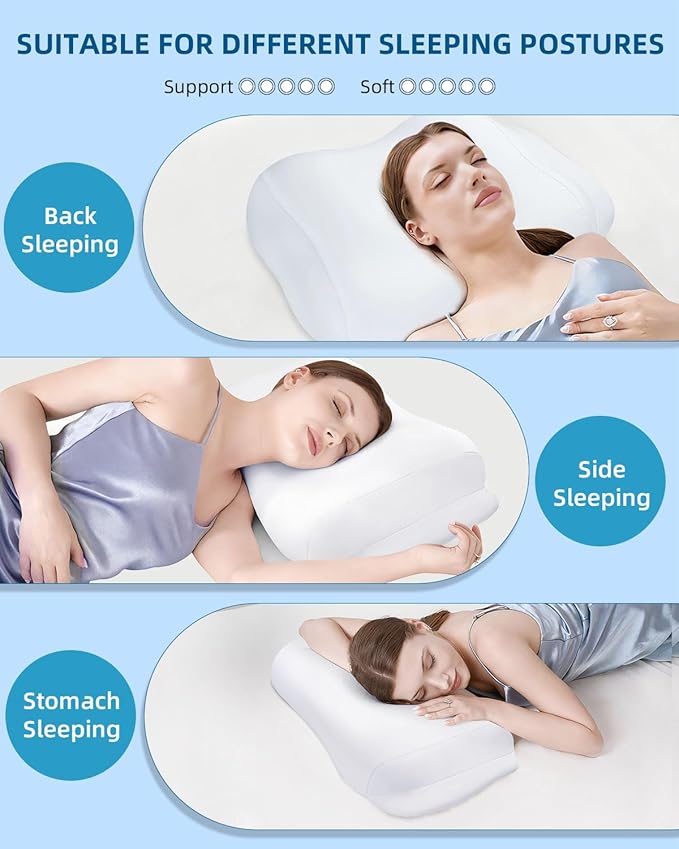 Sleep Pillow Ergonomic Contour Design with Side Sleeping Armrest Area Neck Support Pillow for Side, Back and Stomach Sleepers Gray
