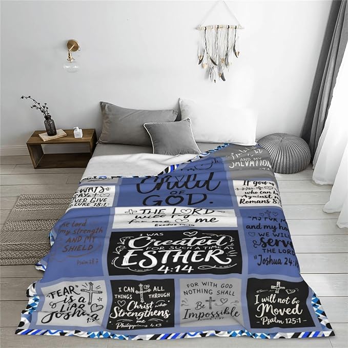 Christian Throw Blanket for Couch, Inspirational Gift for Women, Super Soft Plush Flannel Blanket, 30"x 40" Thoughts and Prayers Blankets for Bedroom Sofa Living Room Decoration