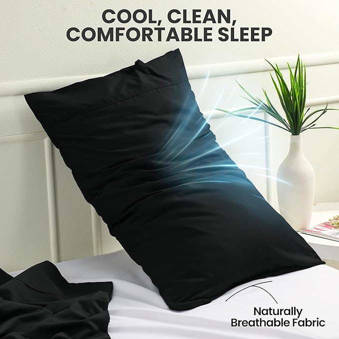 Pillow Covers by Utopia Bedding - King Size 2-Pack – Soft Brushed Microfiber – Perfect for Hospitals, Hotels, Guest Rooms – Oeko-TEX Certified, 20x40 Inches (Black)