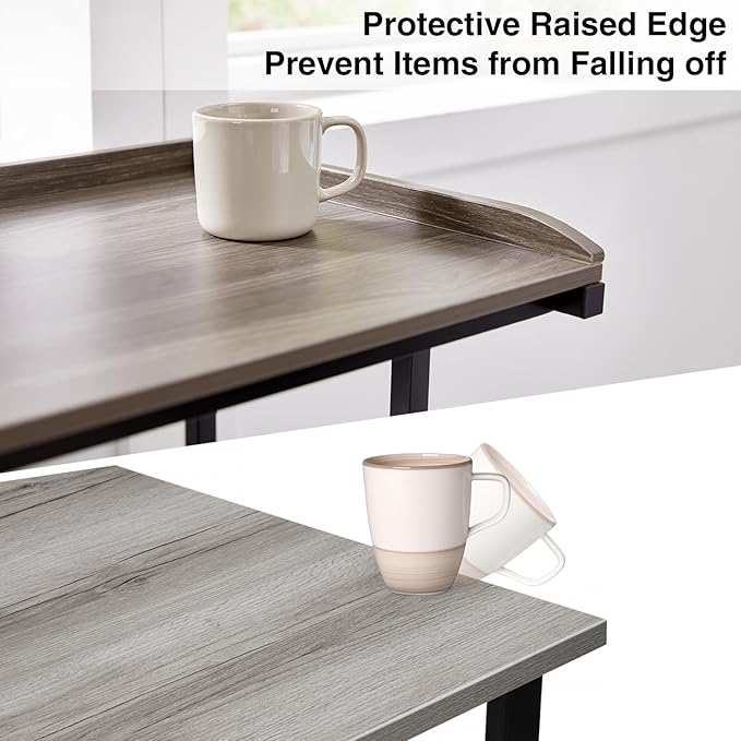 Lauren&Harold 34'' Printer Stand with Power Outlets & USB Ports, 3-Tier Adjustable Rolling Cart, Heavy Duty 150LBS Storage Table with Wheels for Office, Kitchen, Living Room, Grey/Black