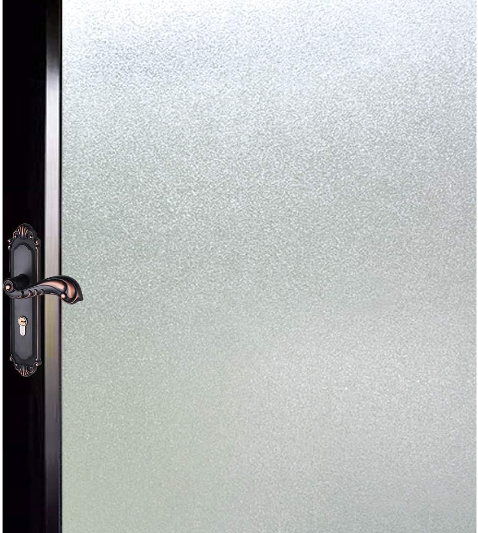 DUOFIRE Privacy Window Film Natural Frosted Glass Film Static Cling Glass Film No Glue Anti-UV Window Sticker Non Adhesive for Privacy Office Meeting Room Bathroom Living Room 23.6in. x 78.7in. S001