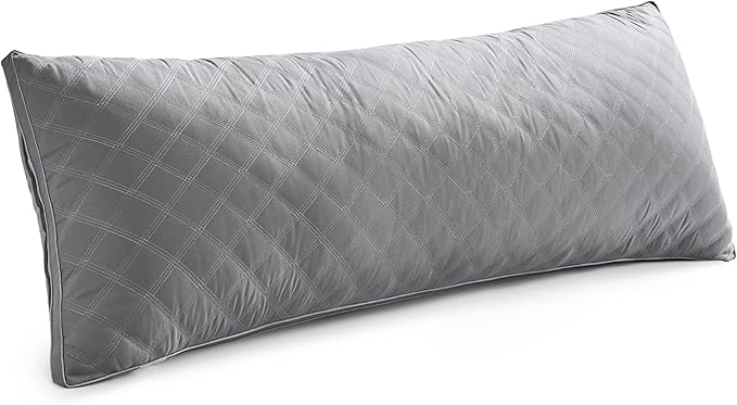 Leeden Body Pillow for Adults - Premium Grey Firm Fluffy Long Pillows - 21 x 54 Soft Plush Full Body Pillows - Adjustable Side Pillow for Sleeping