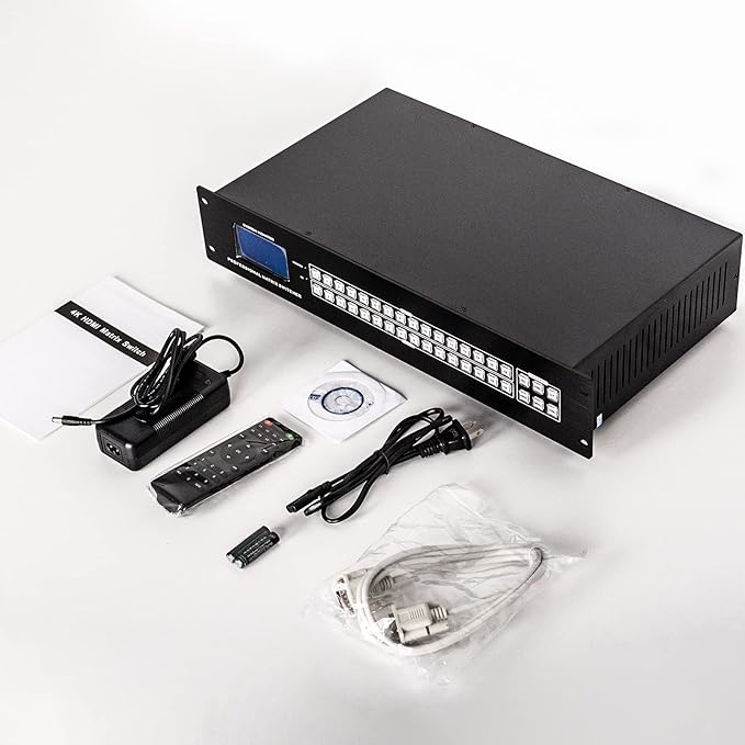 MT-VIKI Upgraded 4K HDMI Matrix Switch 16x16 Support Web GUI w/IR Remote, 4K@30Hz Rack Mount Switcher&Splitter, EDID, RS232, LAN Port, (Built-in US ADI Chip)