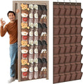 Windyun 40 Over the Door Shoe Organizer Large Breathable Mesh Pockets Hanging Shoe Rack for Closet Brown Behind Door Hanger Storage Holder Nonslip Hooks for Women Men Entryway Bedroom Utility Room