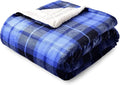 SOCHOW Sherpa Plaid Fleece Throw Blanket, Double-Sided Super Soft Luxurious Bedding Blanket 90 x 108 inches, Blue