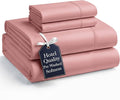 Casa Platino Queen Bed Sheets, 4 Piece Set with Deep Pocket Sheet, Brushed Microfiber for Queen Size Bed, Pre-Washed, Fade Resistant, Hotel Style Sheet Set with Smooth Cozy Feel – Rose Dawn