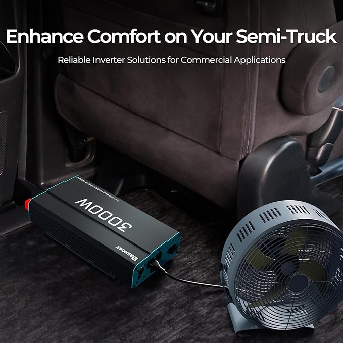 Renogy Inverter P2 3000 watt Pure Sine Wave Inverter, Solar Car Power Inverter 12V to 120V AC Converter for RV, Truck, Camping, Home Backup, Outdoor, Emergency, Off-Grid Living, 16.4FT Remote Control