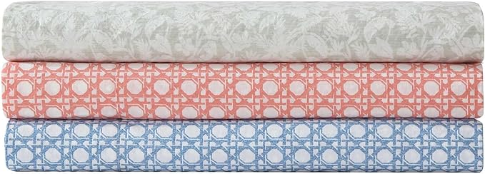 Tommy Bahama - Queen Bed Sheets, Crisp & Cool Cotton Percale Bedding with Matching Pillowcases, Lightweight Bed Set, Oeko-Tex Certified (Bahama Isle Orange)