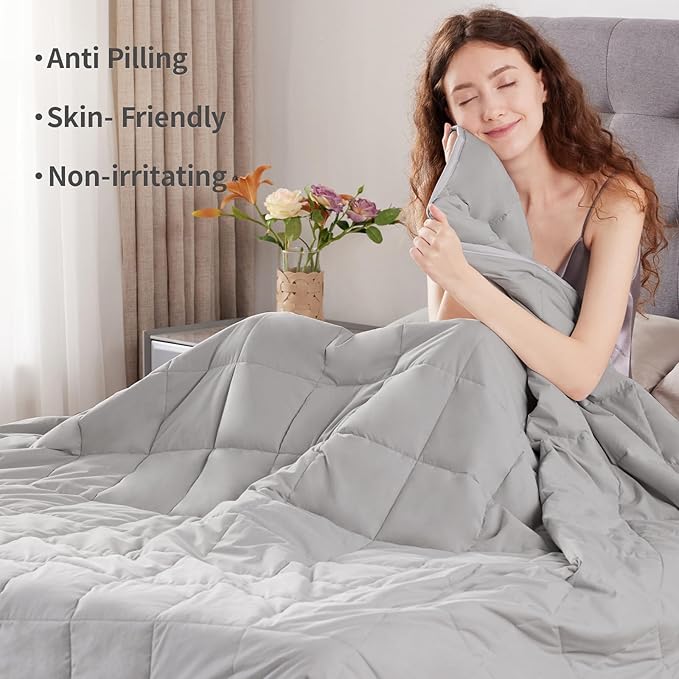 Weighted Blanket Queen/King Size (80"x87" 17lbs),Ultra Soft and Cozy Cooling Weighted Blanket for Adult,Heavy Blanket with Machine Washable Soft Blanket, Stone Grey