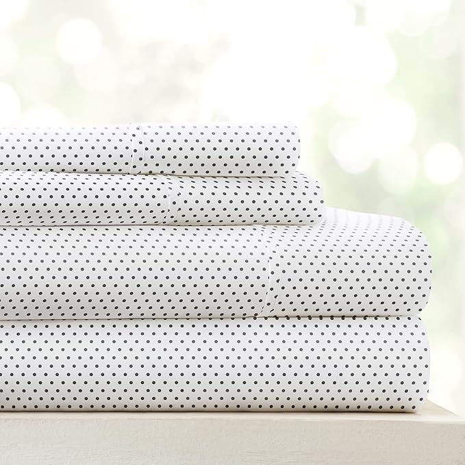 Linen Market Double-Brushed Patterned Microfiber King Sheet Set 4 Piece – Oeko-TEX Certified Ultra Soft & Wrinkle-Free - 16" Deep Pocket Sheets - Easy Care King Size - Stippled Gray