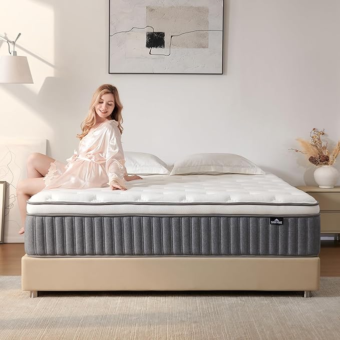 Queen Size Mattress 12 Inch, Hybrid Memory Foam Mattress with Zoned Pocket Coils Support and Motion Isolation Design, Strengthen Edge Support,CertiPUR-US Certified, Medium Firm in a Box