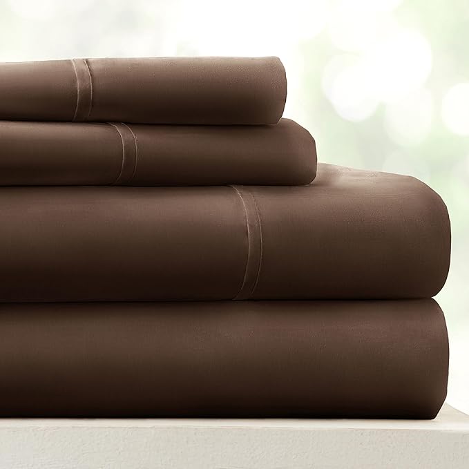 Linen Market Brushed Microfiber Twin XL Sheet Set 3 Piece – Oeko-TEX Certified Ultra Soft & Wrinkle-Free - 16" Deep Pocket Sheets - Easy Care Twin XL Size - Chocolate