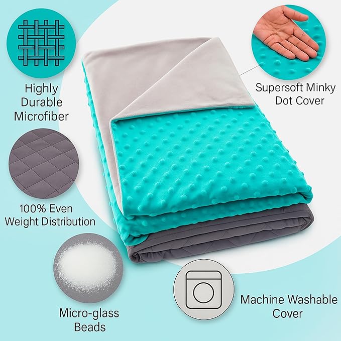Super-Soft Kids Weighted Blanket 7 Pounds - Weighted Blanket for Kids - Easy to Clean, Washable Minky Cover - 41x60 Inches 7lbs Child - Small Heavy Blanket for Girls and Boys