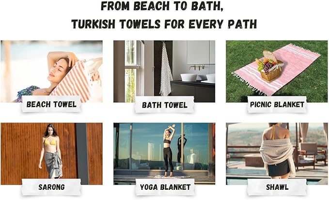 Bazaar Anatolia Turkish Beach Towel – 100% Cotton, Quick Dry, Sand Free Large Towel for Bathroom and Camping – Oversized 71x39 Inches – Arpa Grey