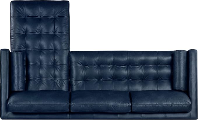 Poly & BARK Napa Right-Facing Sectional Sofa – 104.5” Italian Leather Sectional with Chaise – Midnight Blue – Full-Grain Pure-Aniline & Semi-Aniline Upholstery