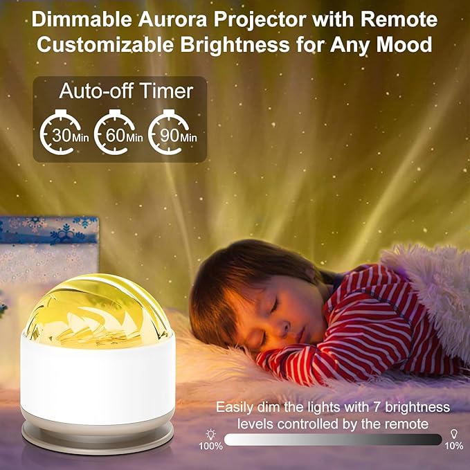 Northern Lights Projector, 13 Colors Aurora Night Light Projector for Bedroom, 3 Timers, Remote Galaxy Light Projector, Memory Function Dimmable Mood Lighting for Playroom Kids Teen Girl Gift